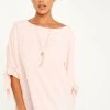 Quiz Pink Tie Sleeve Necklace Top