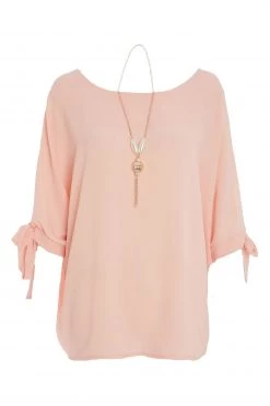 Quiz Pink Tie Sleeve Necklace Top -Quiz Store Online unnamed file 842