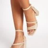 Quiz Gold Glitter Low Block Heel Sandal