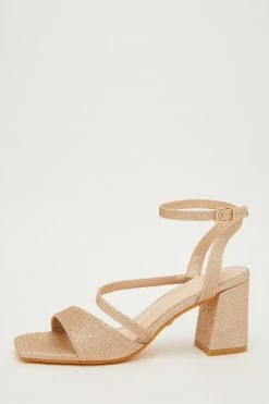 Quiz Gold Glitter Low Block Heel Sandal -Quiz Store Online unnamed file 868