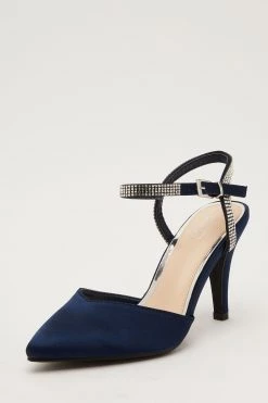 Quiz Blue Satin Sweetheart Diamante Strap Court Heels -Quiz Store Online unnamed file 879