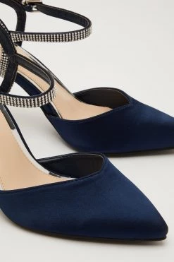 Quiz Blue Satin Sweetheart Diamante Strap Court Heels -Quiz Store Online unnamed file 881