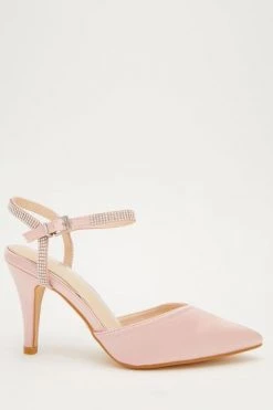 Quiz Blue Satin Sweetheart Diamante Strap Court Heels -Quiz Store Online unnamed file 883