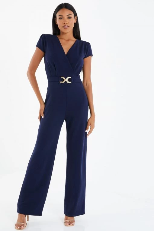 Quiz Blue Gold Buckle Palazzo Jumpsuit -Quiz Store Online unnamed file 898