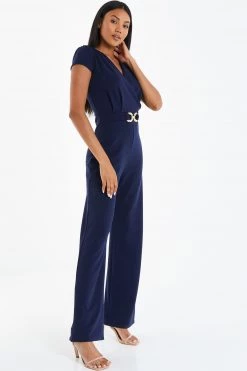 Quiz Blue Gold Buckle Palazzo Jumpsuit -Quiz Store Online unnamed file 899