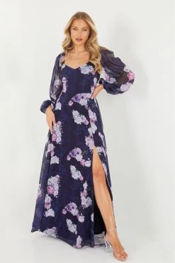 Quiz Blue Floral Maxi Dress