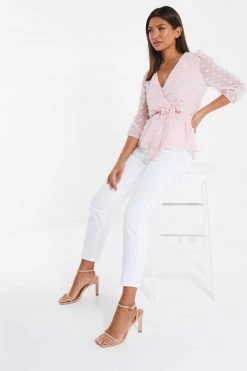 Quiz Pink Chiffon Wrap Peplum Top -Quiz Store Online unnamed file 905