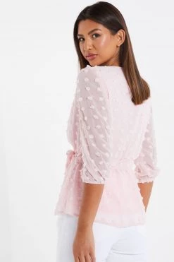 Quiz Pink Chiffon Wrap Peplum Top -Quiz Store Online unnamed file 906
