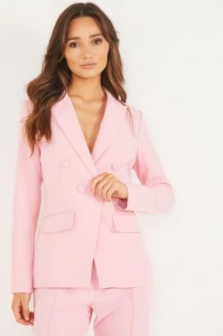 Quiz Pink Double Brested Tailored Blazer