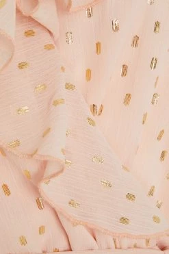 Quiz Pink & Gold Chiffon Foil Frill Wrap Peplum Top -Quiz Store Online unnamed file 920