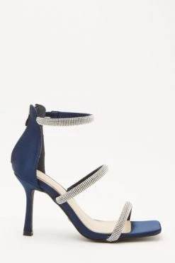 Quiz Silver Shimmer Three Band Flared Heel Sandals -Quiz Store Online unnamed file 943