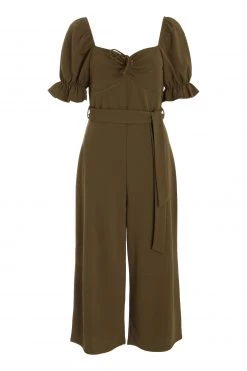 Quiz Khaki Green Ruched Detail Culotte Jumpsuit -Quiz Store Online unnamed file 978