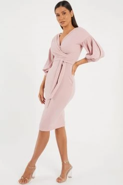 Quiz Pink Bardot Puff Sleeve Dress -Quiz Store Online unnamed file 98