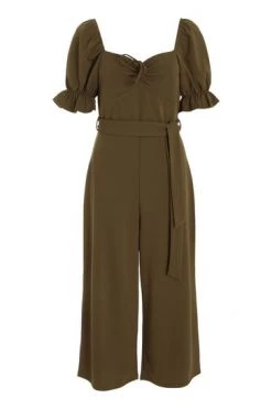 Quiz Khaki Green Ruched Detail Culotte Jumpsuit -Quiz Store Online unnamed file 980
