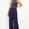 Quiz Blue Embellished Chiffon Long Jumpsuit