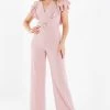Quiz Pink Wrap Frill Palazzo Jumpsuit